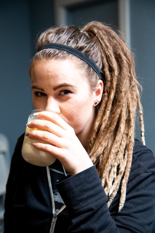 Woman Drinking Cannabis Infused Drink
