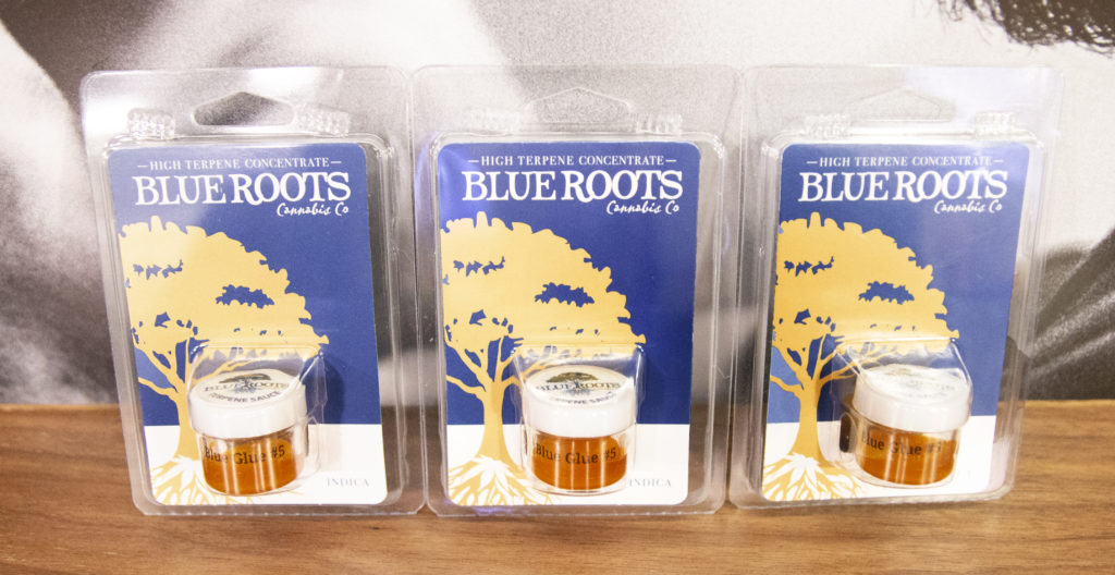 Blue Roots Cannabis Concentrate in a Row