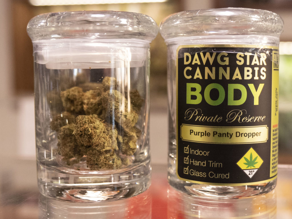 Dawg Star Cannabis Purple Panty Dropper Flower in Jar