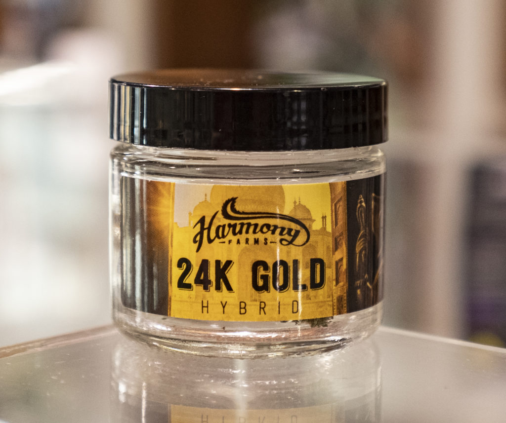 24K Gold Cannabis 1 Gram Jar by Harmony Farms