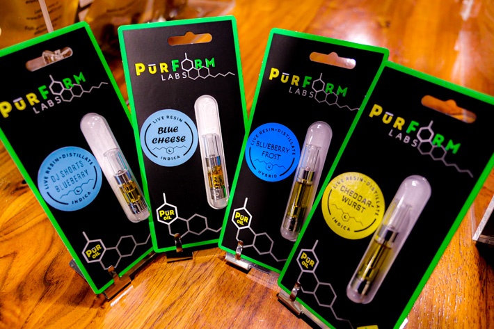 4 indica hybrid live resin cartridges by Purform