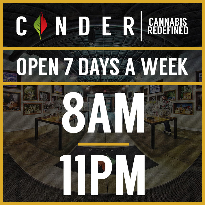 Cinder Spokane is open from 8AM to 11PM every day