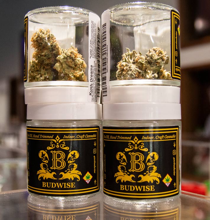 Four Jars Of Budwise Cannabis