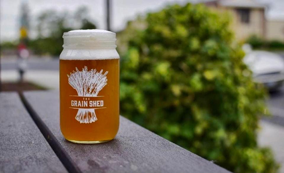 Mason Jar of Beer from the Grainshed - the best local food