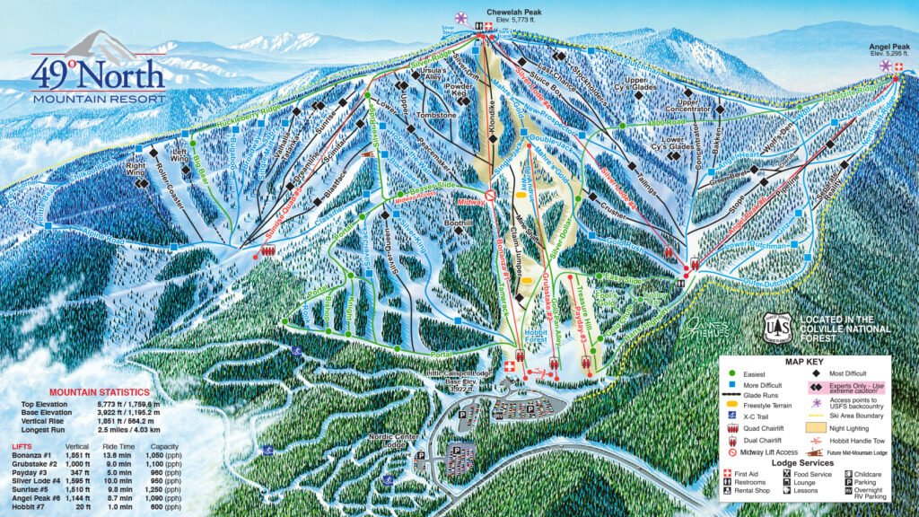 49 Degrees North Mountain Resort Map