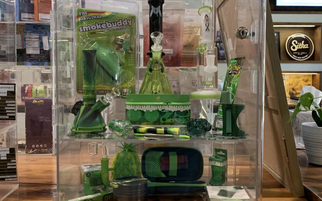 St.Patrick's Day Accessory Display at Cinder Cannabis