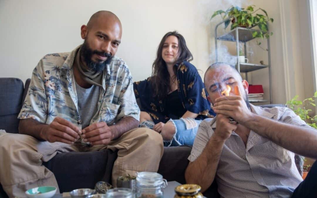 Three People Smoking Weed at Home