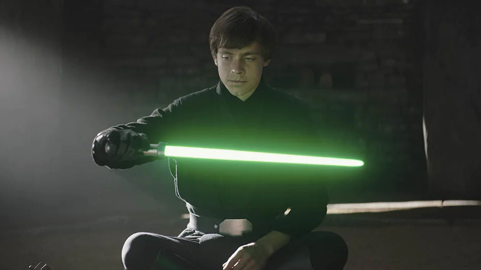 Luke Skywalker Holding Yoda's Lightsaber