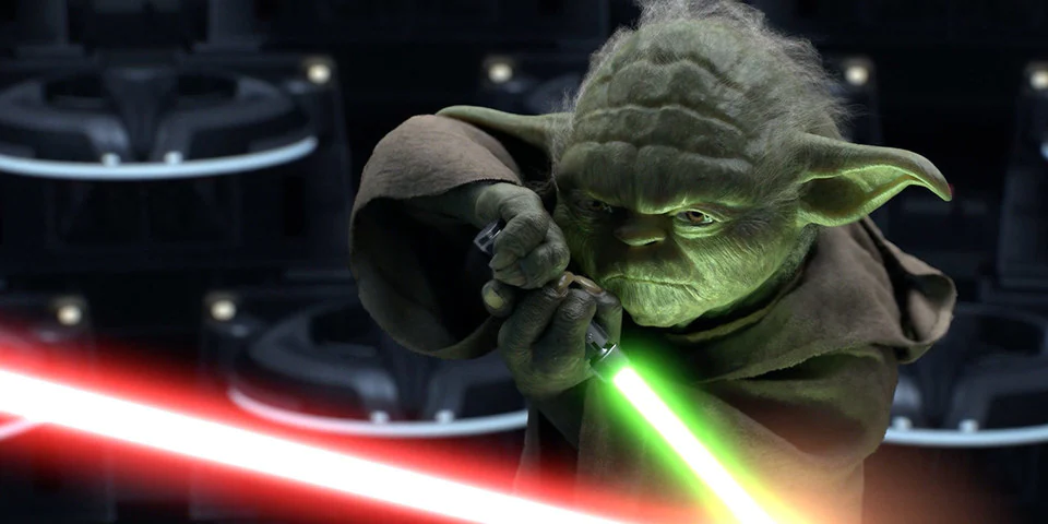 Yoda Dueling With Lightsaber