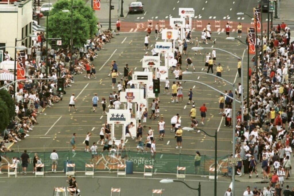 View of Hoopfest Players in the Streets of Spokane