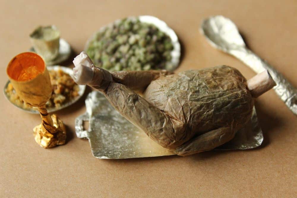 Mini Thankgiving Dinner with a Turkey made from a Joint