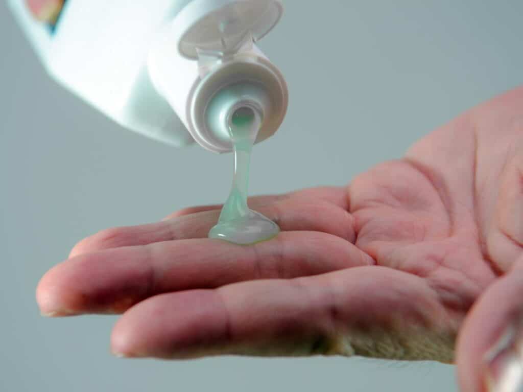 Gel Being Poured into Open Palmed Hand