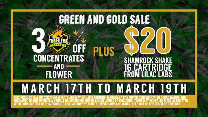 Green and Gold Sale at Cinder Cannabis Dispensary