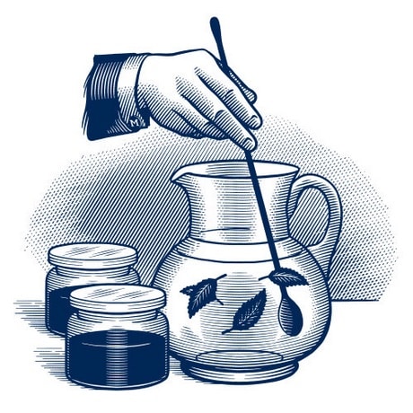 Illustration of Hand Stirring Herbs in a Pitcher
