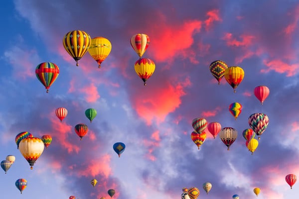 Hot Air Balloons in a Sky Full of Pink Clouds