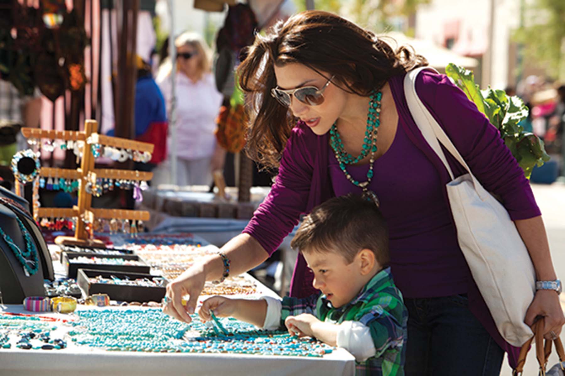 Las Cruces New Mexico Farmers and Craft Market Woman Shopping for Jewelry