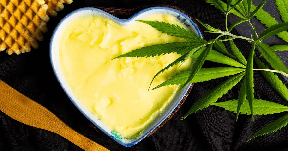 Cannabis Infused Butter in a Heart Shaped Dish