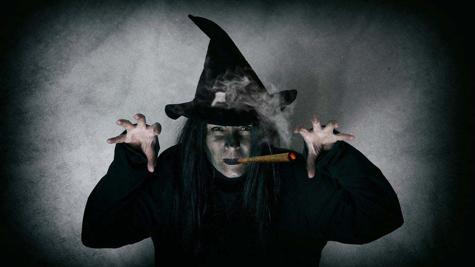 Witch Smoking a Weed Joint