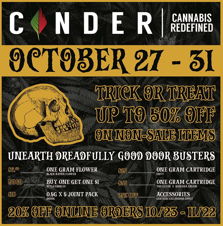 Cinder Cannabis Dispensary Albuquerque ABQ New Mexico Halloween Sale