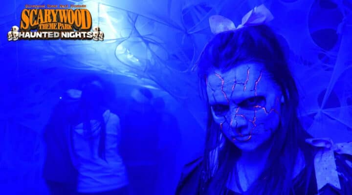 Scarywood Haunted Nights Zombie in Blue Light