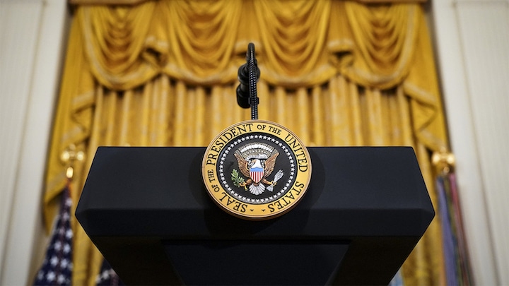 Presidential Seal on the Speaking Podium of the President of the United States