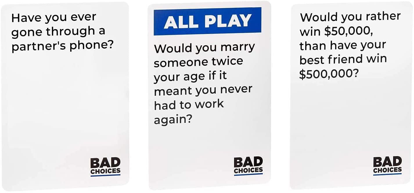Bad Choices Adult Card Game Cards
