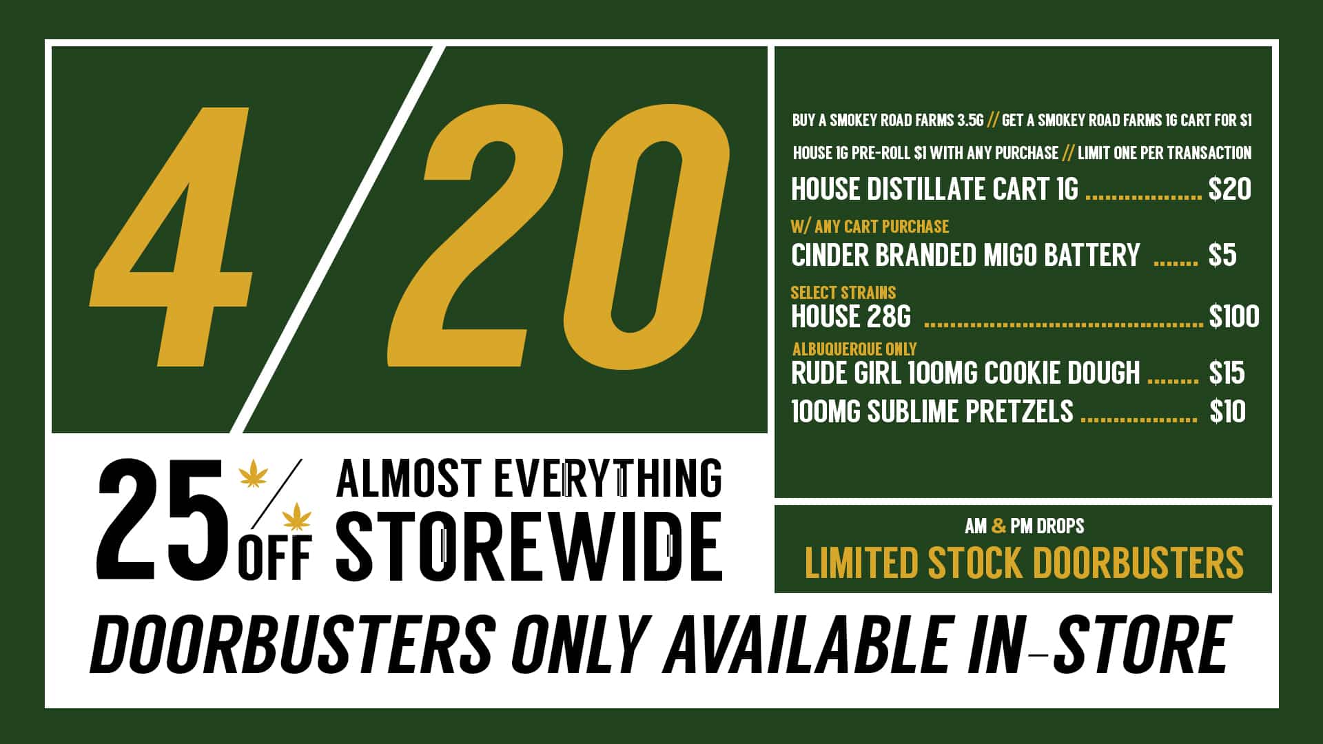 420 Storewide New Mexico Cannabis Sale and Doorbusters