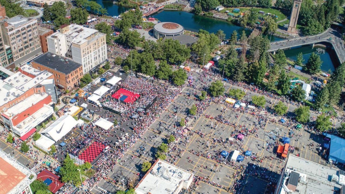 Hoopfest Spokane Washington Basketball Competition Aerial View