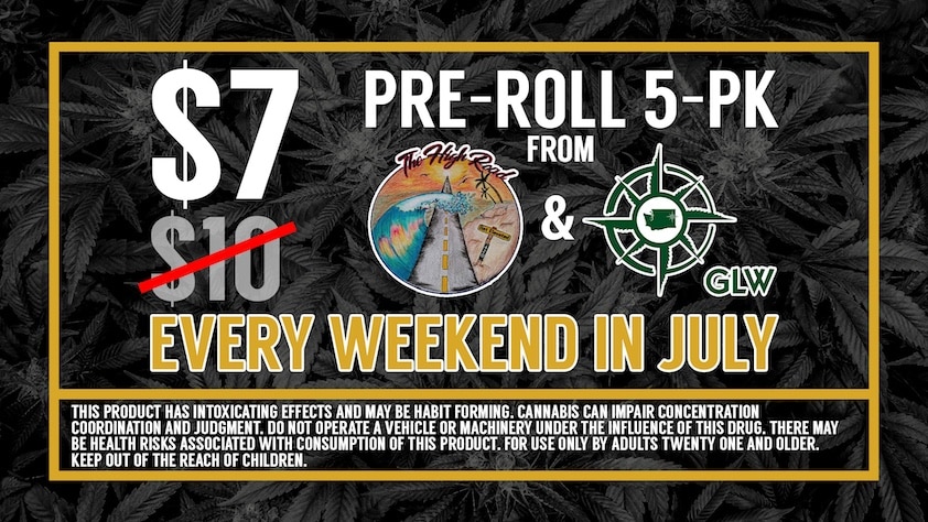 $10 Pre-roll 5-pack Pre-roll 5pk GLW The High Road Cinder Cannabis Dispensary Spokane Washington