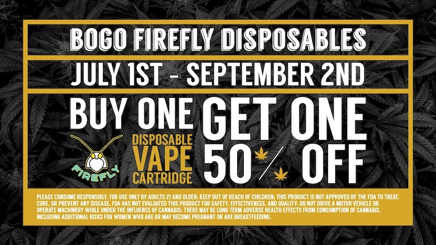 BOGO Buy One Get One 50% off Firefly Cannabis Vape Cartridge Cinder Cannabis Dispensary New Mexico Albuquerque ABQ Las Cruces