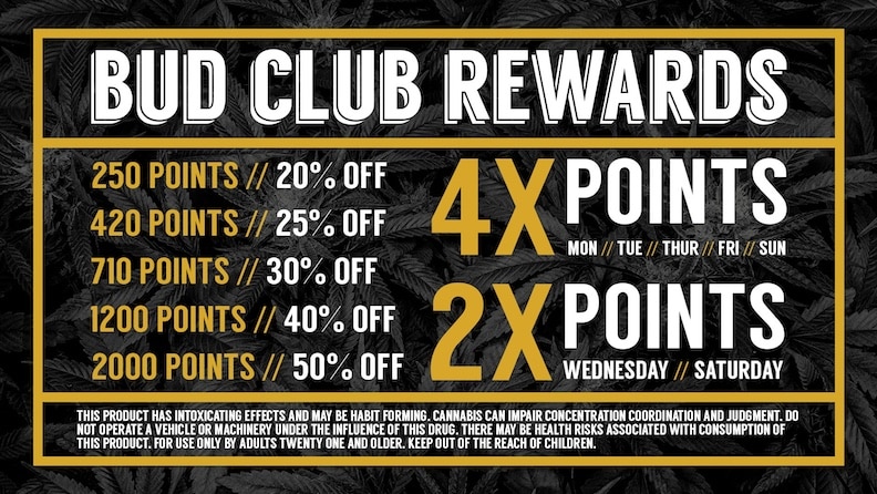 Cinder Cannabis Dispensary Bud Club Loyalty Rewards Program