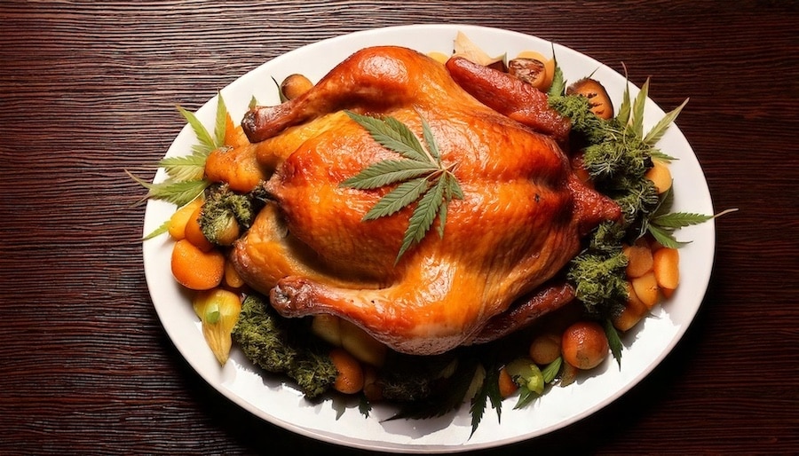 Thanksgiving Turkey Decorated with Cannabis