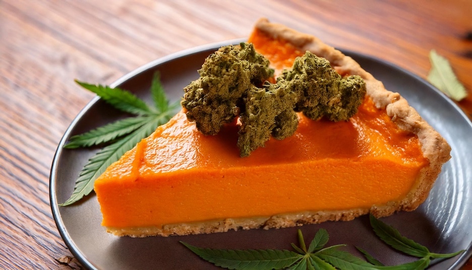 Slice of Pumpkin Pie Topped with Cannabis