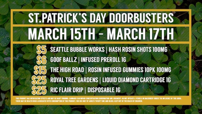 St. Patrick's Day Sale Cinder Cannabis Dispensary