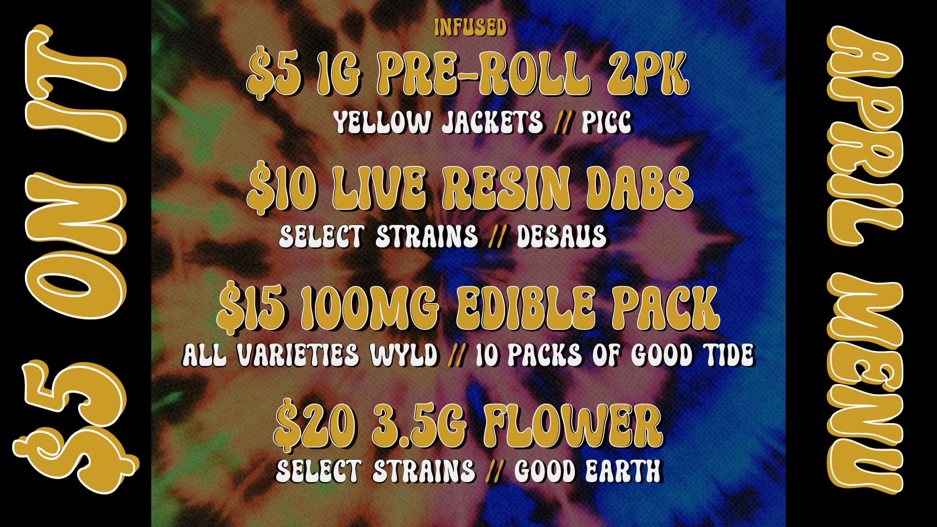 $5 on it Menu for April