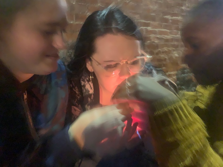 Girls Sharing a Rose Petal Joint
