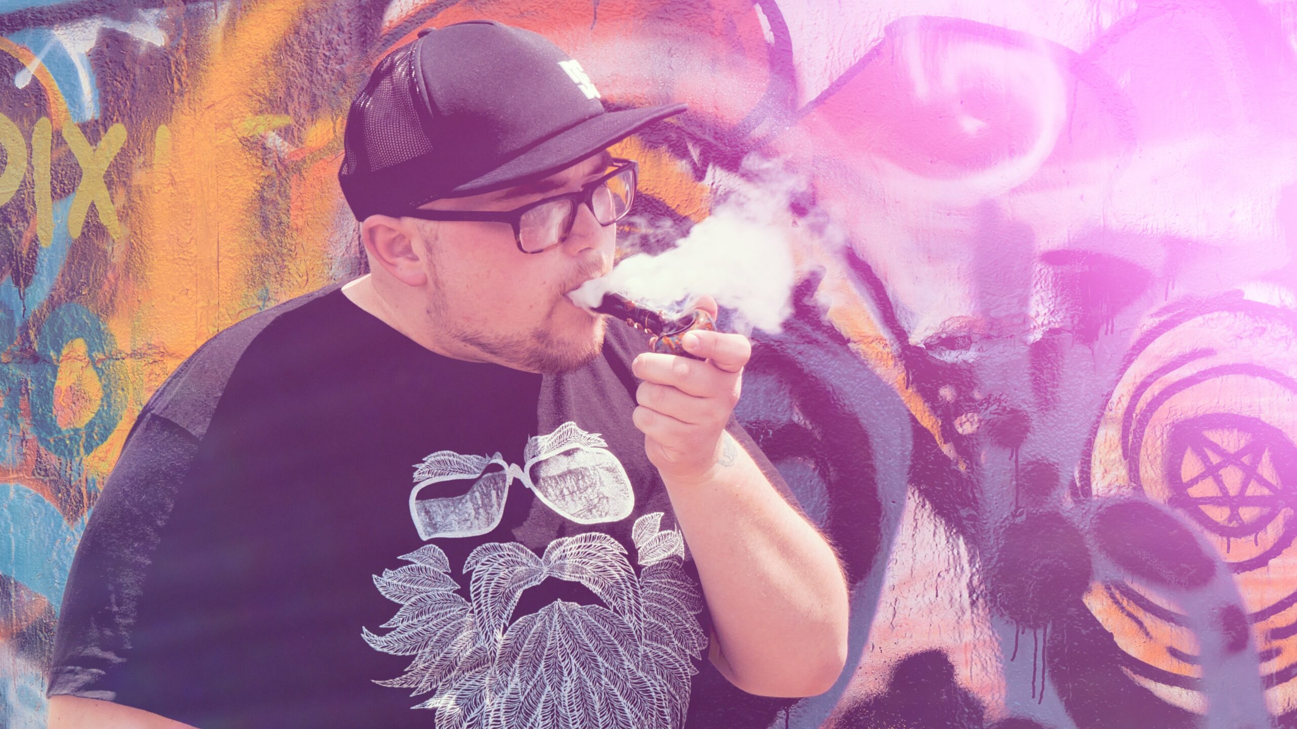 Smoking From a Pipe While Hiking