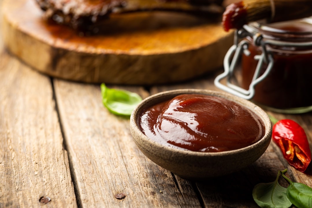 Barbecue sauce in a saucer