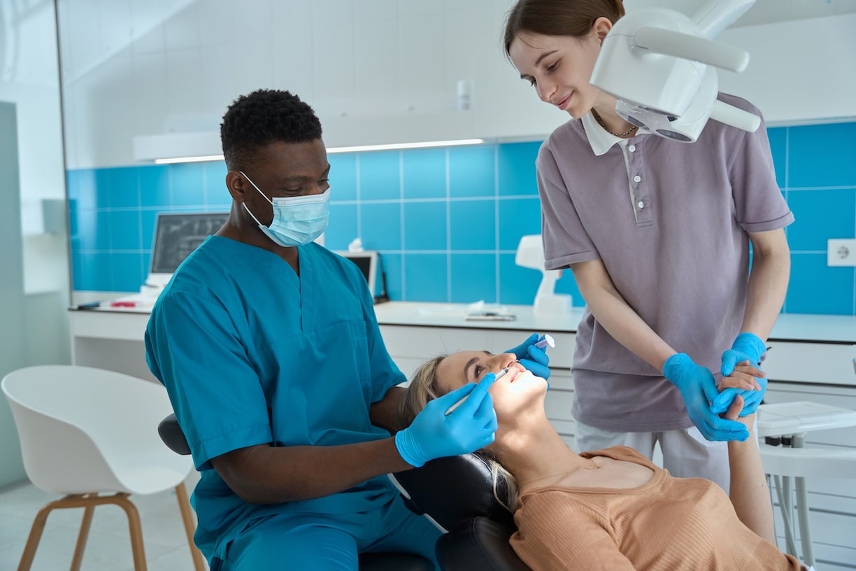 Dentist working on a patient