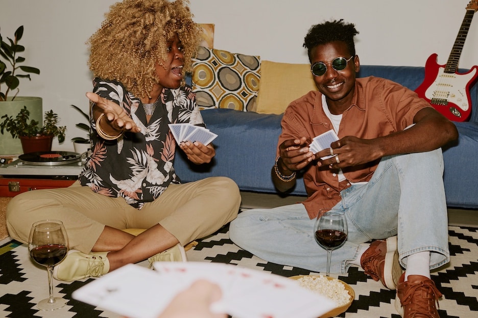 People playing a card game