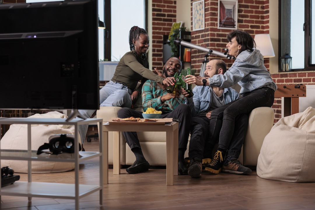 Group of Friends Watching a Movie