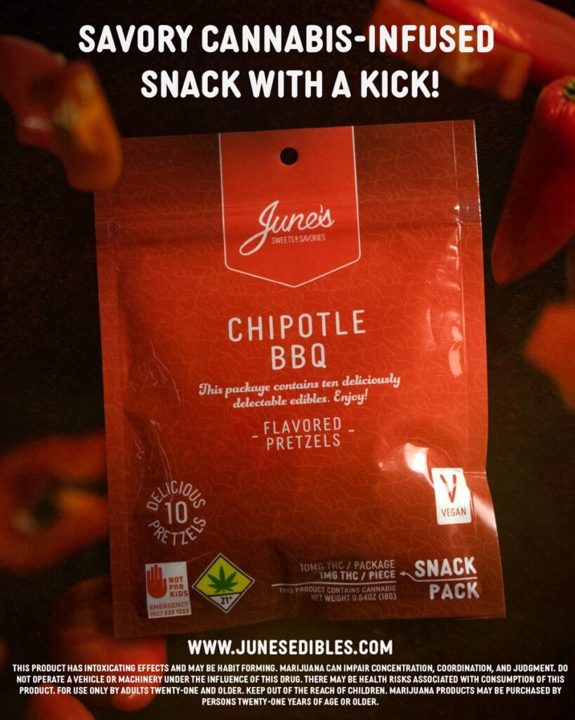 June's Chipotle BBQ Cannabis Infused Pretzels