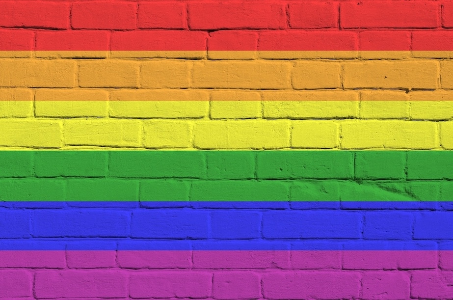 Brick Wall Painted Rainbow