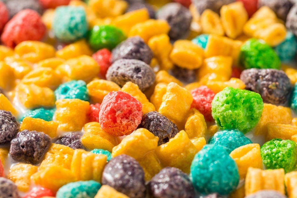 Close up of colorful breakfast cereal to represent the strain Crunch Berries