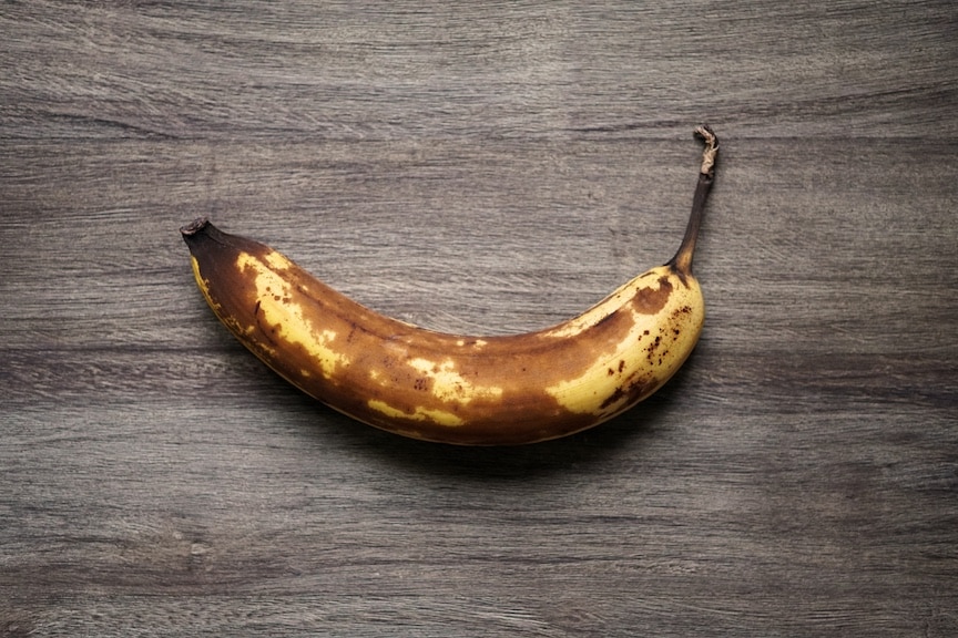Browning overripe banana