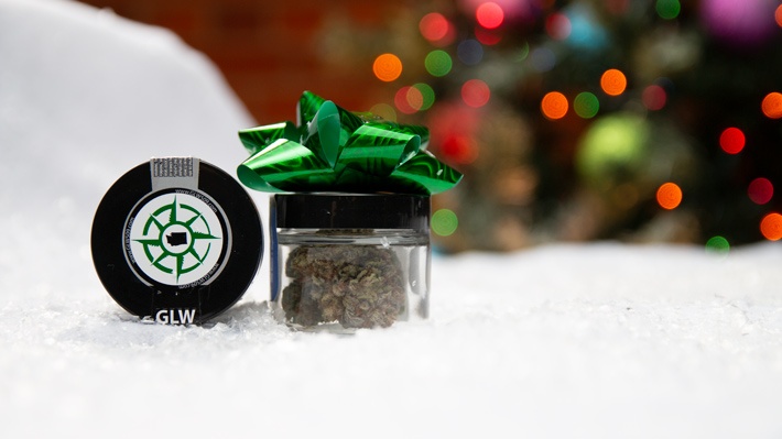 Growling Like A Weed Cannabis Jar With Christmas Bow