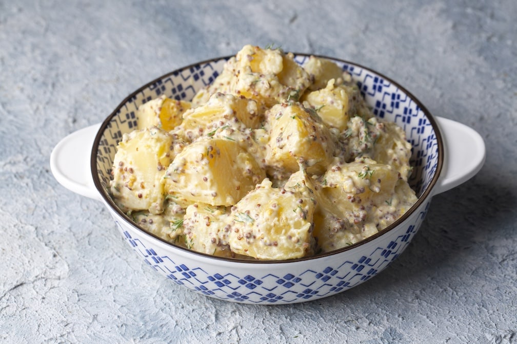 Potato salad with mustard seeds and mayonnaise