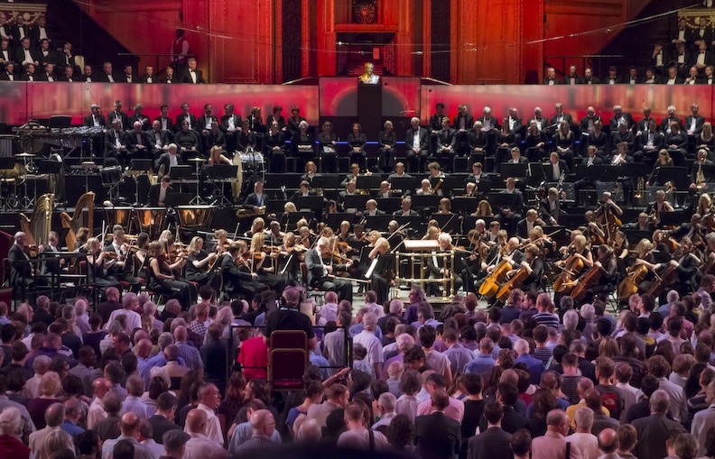 Orchestra Symphony playing in a large concert hall